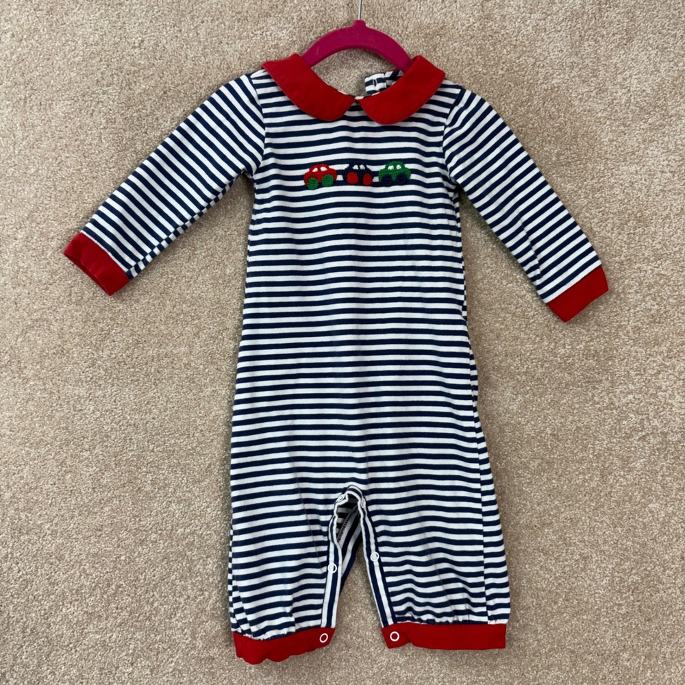 CECIL AND LOU Romper Kid's 9M Striped Car Embroidered 9 Months